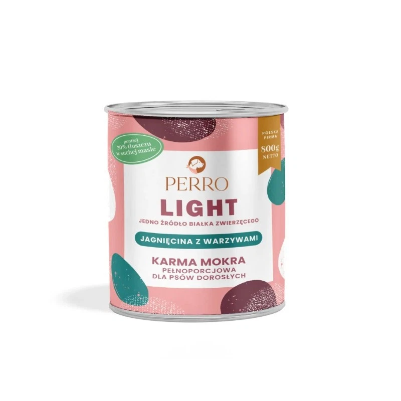 PERRO LIGHT MOKRA KARMA DLA PSA JAGNIĘCINA Z WARZYWAMI 800G