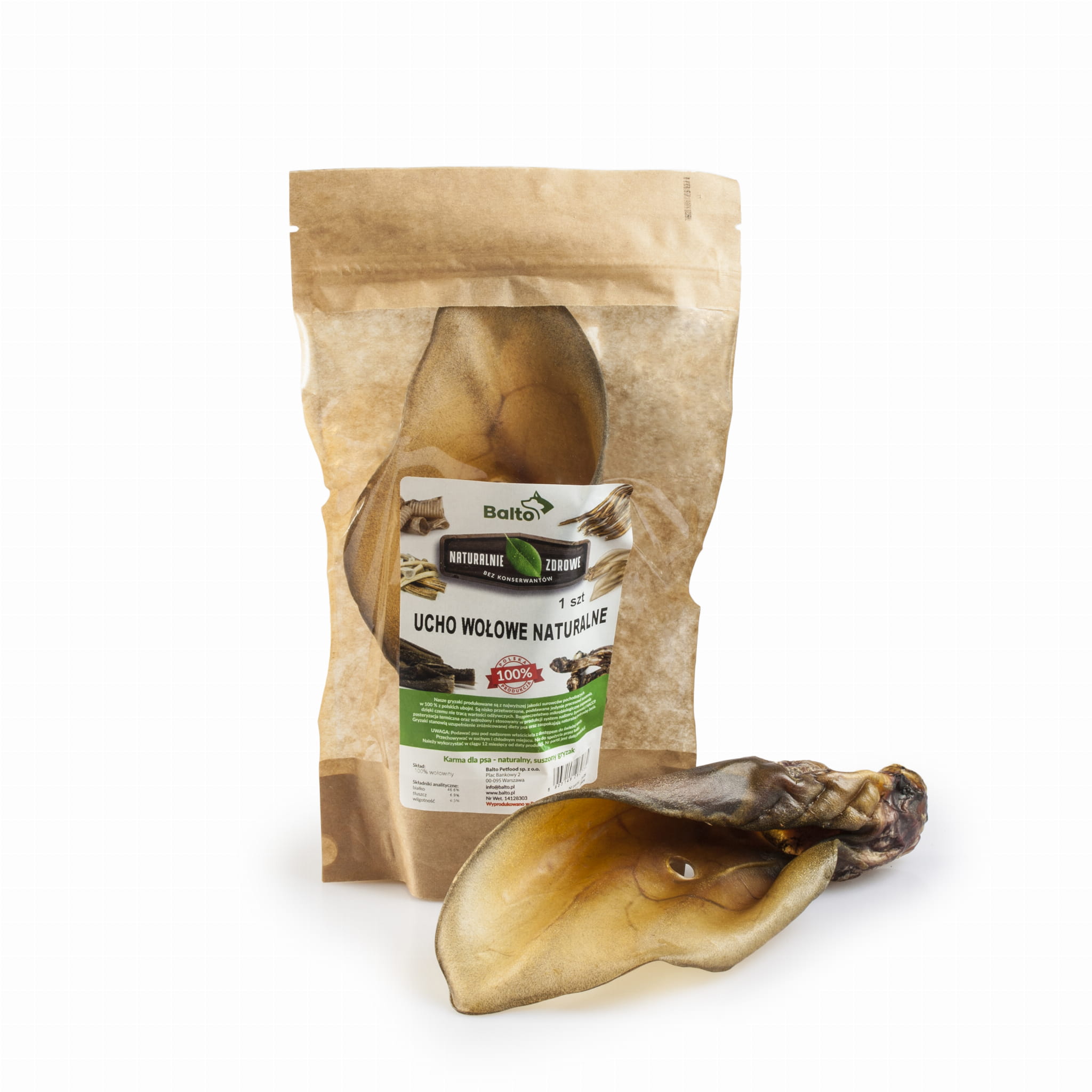 BALTO GRYZAK DLA PSA UCHO WOŁOWE NATURALNE 1SZT