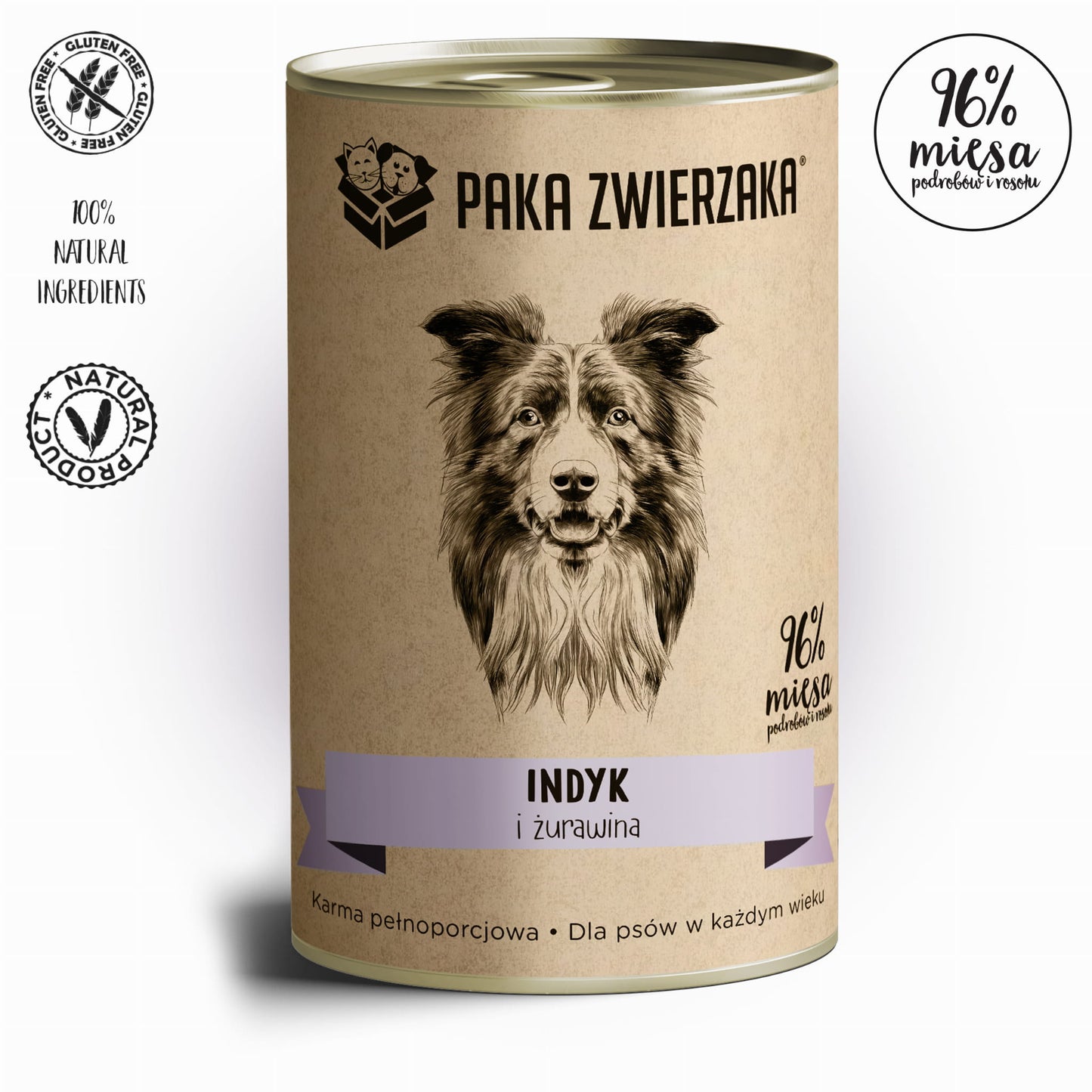 PAKA ZWIERZAKA MOKRA KARMA DLA PSA INDYK I ŻURAWINA 400G