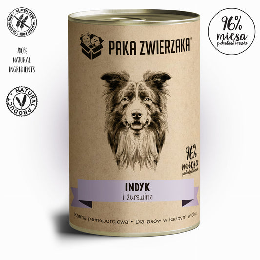 PAKA ZWIERZAKA MOKRA KARMA DLA PSA INDYK I ŻURAWINA 400G