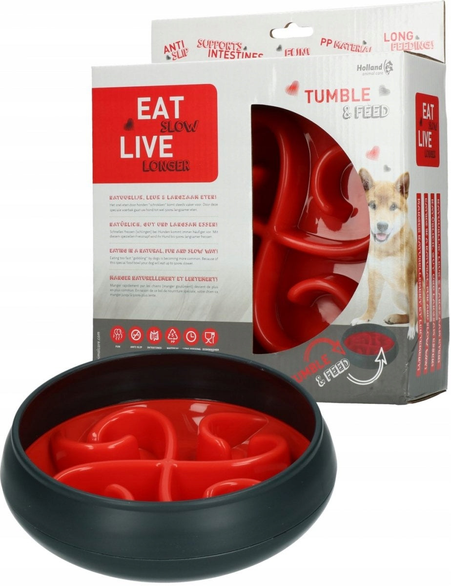 EAT SLOW LIVE LONGER TUMBLE FEEDER MISKA SPOWALNIAJĄCA CZERWONA