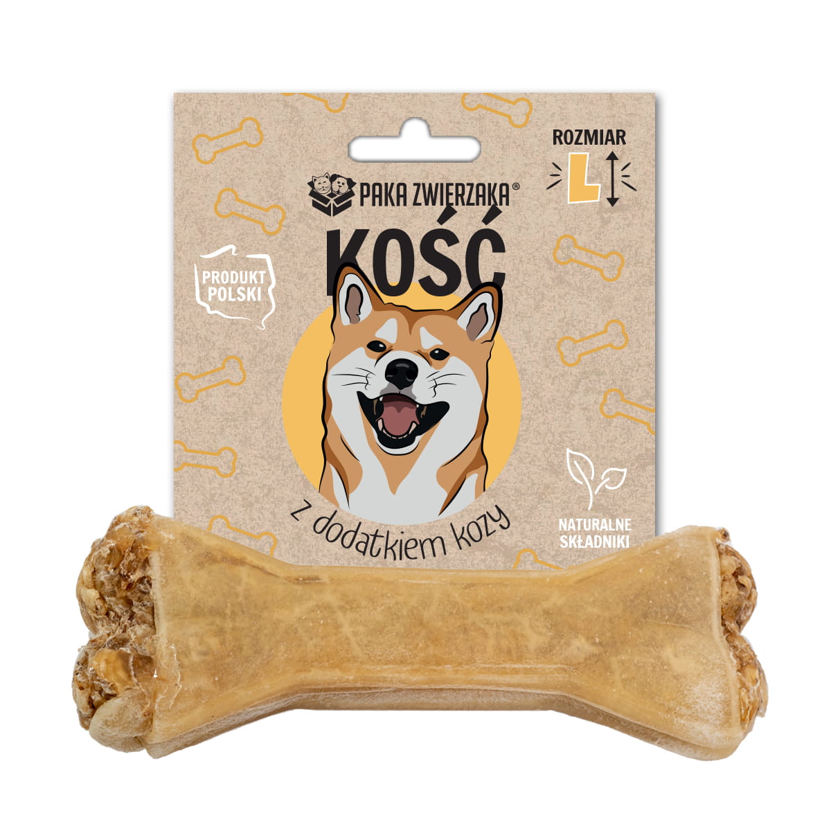 PAKA ZWIERZAKA GRYZAK DLA PSA KOŚĆ Z DODATKIEM KOZY L 13,5CM