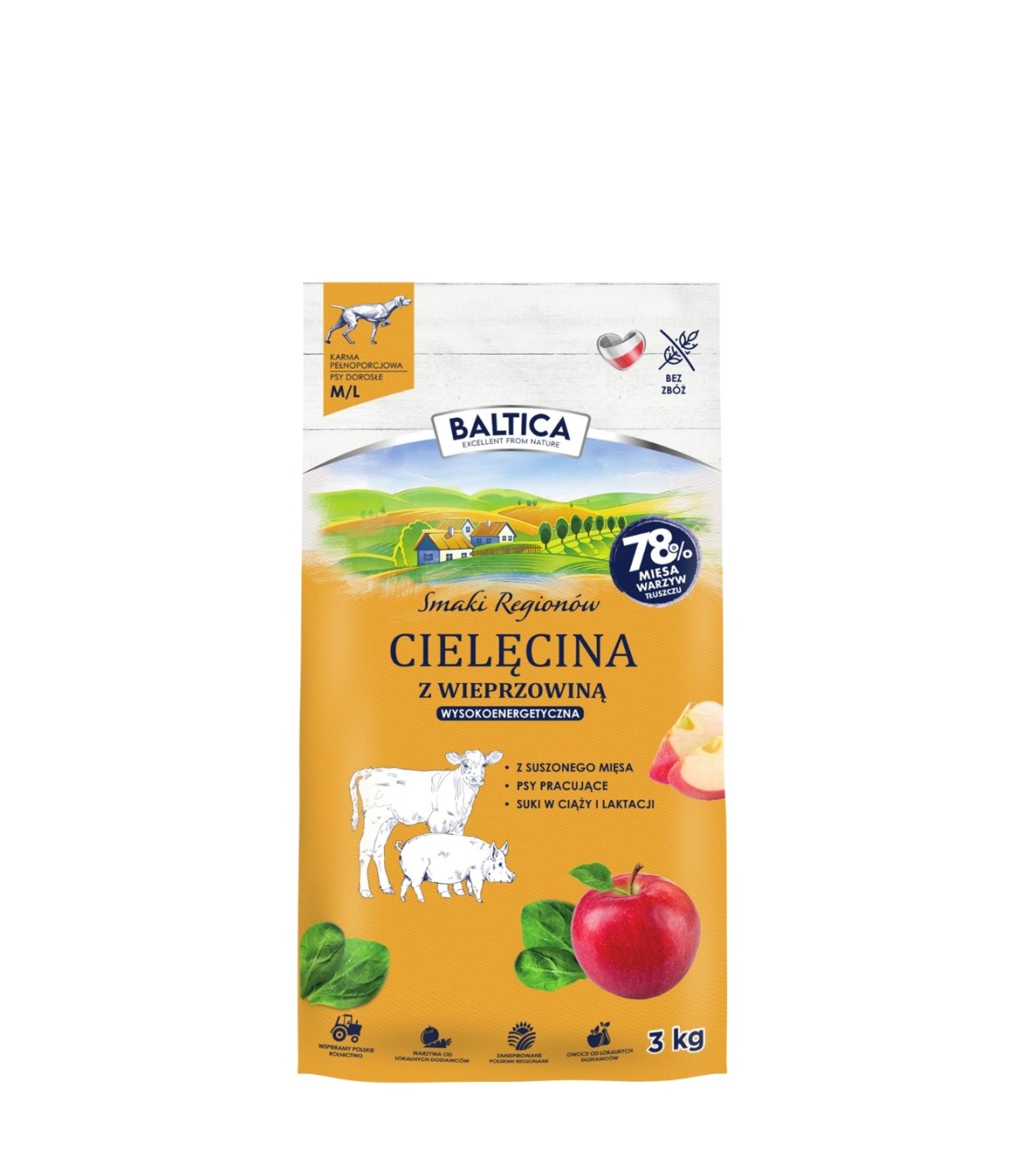 BALTICA SMAKI REGIONÓW SUCHA KARMA DLA PSA CIELĘCINA Z WIEPRZOWINĄ M/L 3KG