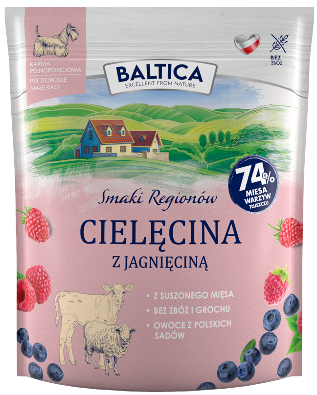 BALTICA SMAKI REGIONÓW SUCHA KARMA DLA PSA CIELĘCINA Z JAGNIĘCINĄ XS/S 1KG