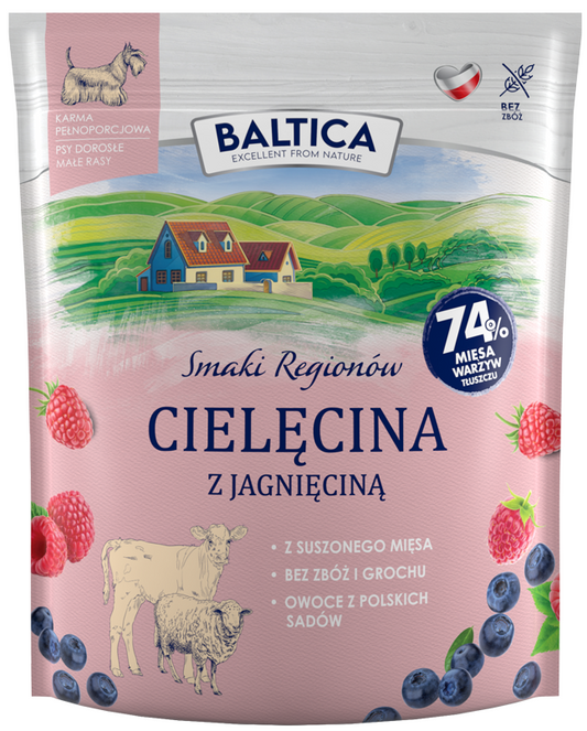 BALTICA SMAKI REGIONÓW SUCHA KARMA DLA PSA CIELĘCINA Z JAGNIĘCINĄ XS/S 1KG