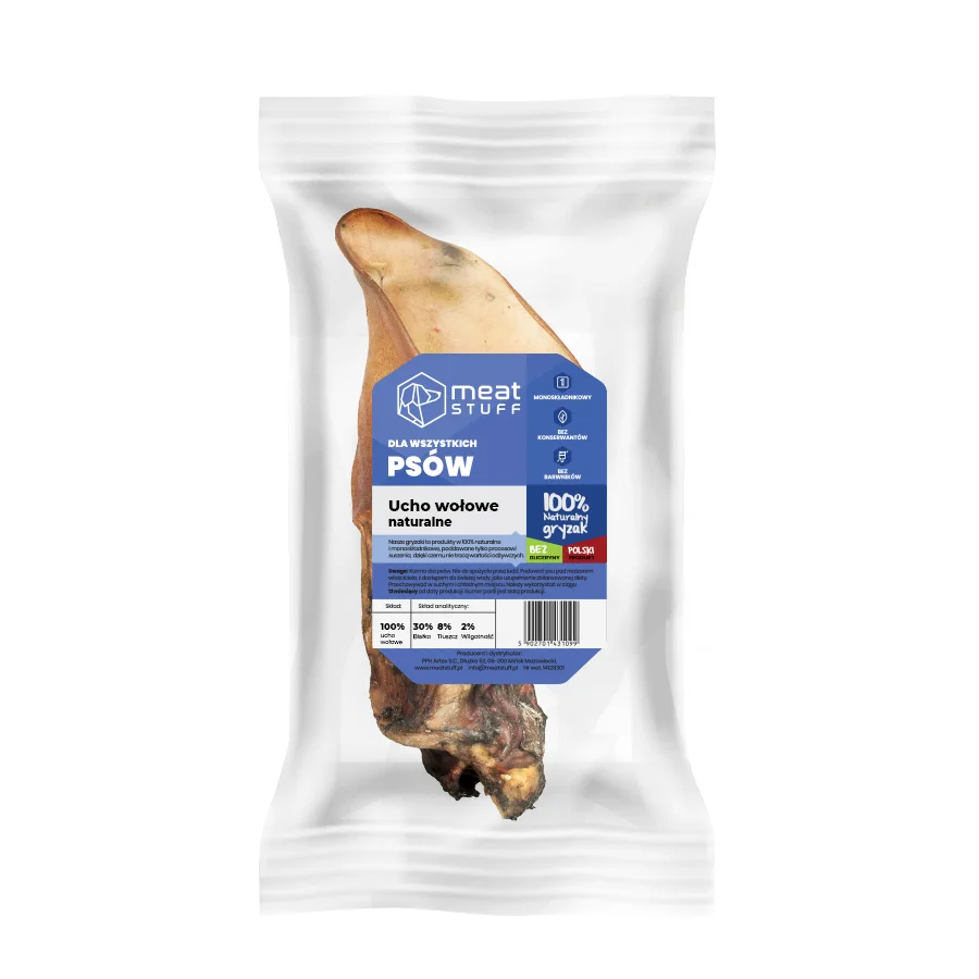 MEATSTUFF GRYZAK DLA PSA UCHO WOŁOWE NATURALNE 1 SZT.