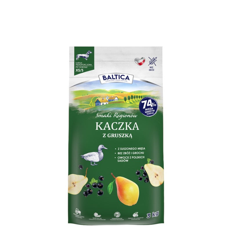 BALTICA SMAKI REGIONÓW SUCHA KARMA DLA PSA KACZKA Z GRUSZKĄ XS/S 3KG