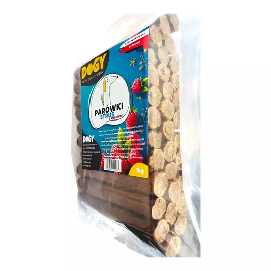 DOGY PARÓWKI STRUŚ Z MALINAMI 1KG