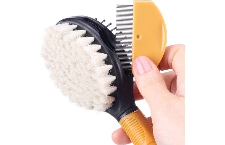 FLAMINGO BRISTLE & PIN BRUSH + FLEA COMB 3IN1 PUPPY