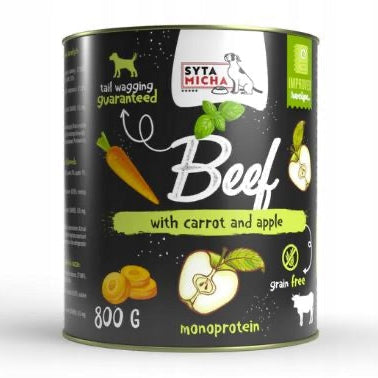 SYTA MICHA MOKRA KARMA DLA PSA WOŁOWINA Z MARCHEWKĄ I JABŁKIEM 800G