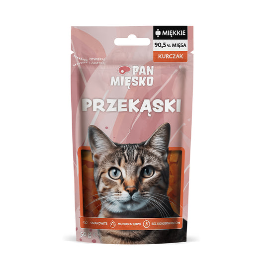 PAN MIĘSKO PRZYSMAKI DLA KOTA PRZEKĄSKI KURCZAK 50G