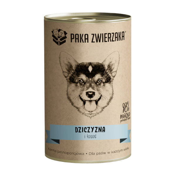 PAKA ZWIERZAKA MOKRA KARMA DLA PSA DZICZYZNA I ŁOSOŚ 400G