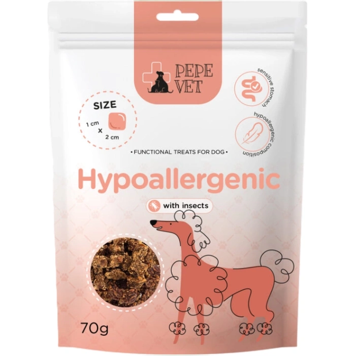 PAKA ZWIERZAKA PEPE VET PRZYSMAKI DLA PSA HYPOALLERGENIC INSECT 70G