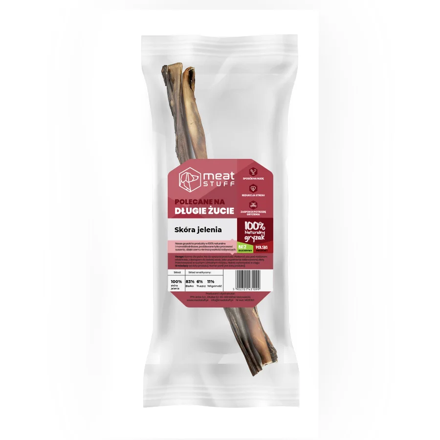 MEATSTUFF GRYZAK DLA PSA SKÓRA JELENIA 50CM 2SZT