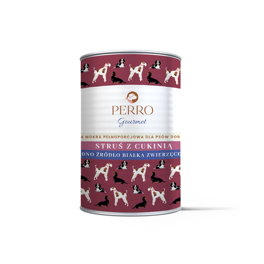 PERRO GOURMET MOKRA KARMA PIES STRUŚ Z CUKINIĄ 400G