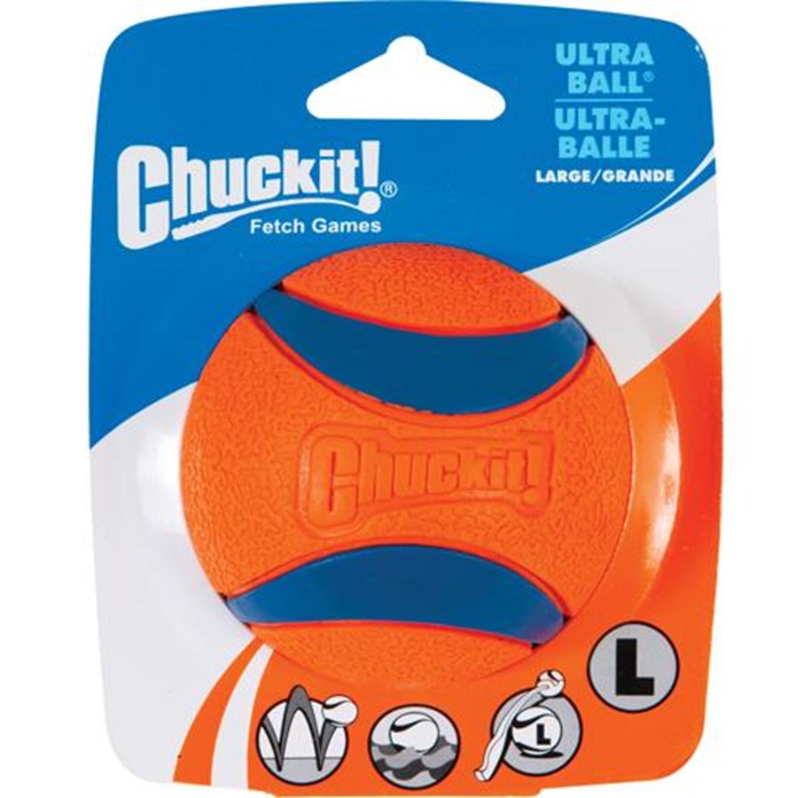 CHUCKIT ULTRA BALL L 7 CM 1 PACK -  SPRĘŻYSTA PIŁKA Z PISZCZAŁKĄ