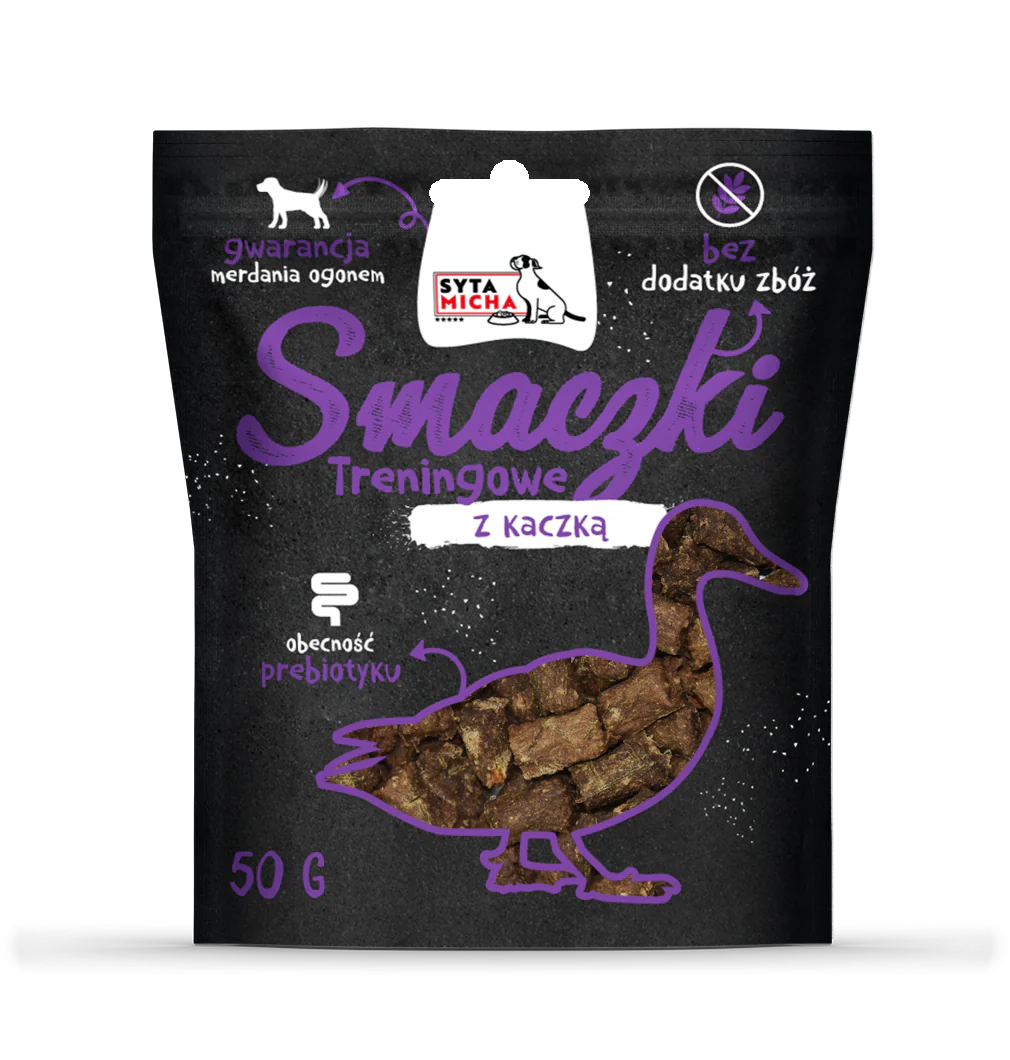 SYTA MICHA BLACK PRZYSMAKI DLA PSA SMACZKI TRENINGOWE Z KACZKĄ 50G