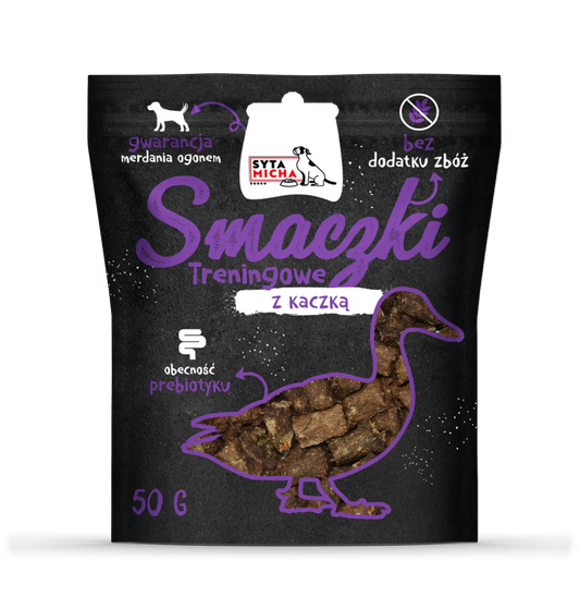 SYTA MICHA BLACK PRZYSMAKI DLA PSA SMACZKI TRENINGOWE Z KACZKĄ 50G