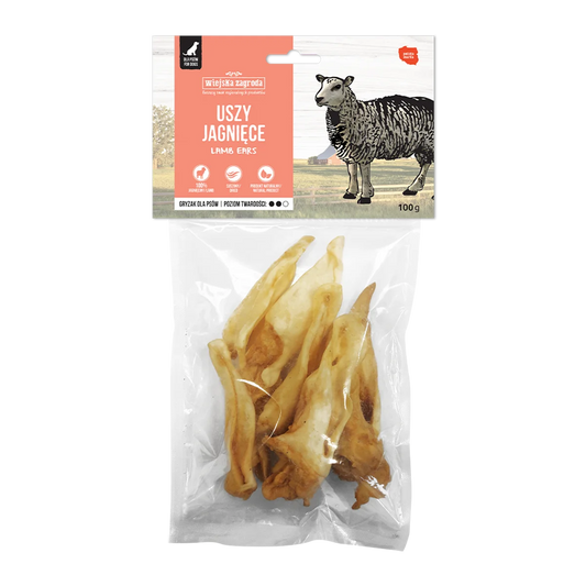 WIEJSKA ZAGRODA GRYZAK DLA PSA UCHO JAGNIĘCE 100G
