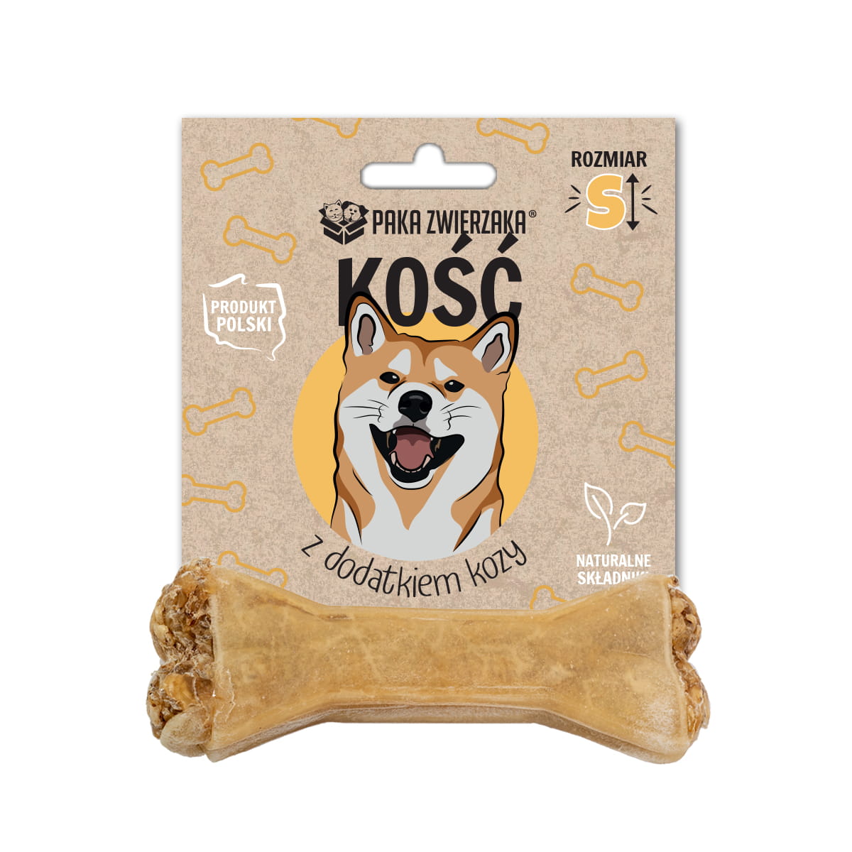 PAKA ZWIERZAKA GRYZAK DLA PSA KOŚĆ Z DODATKIEM KOZY S 10CM