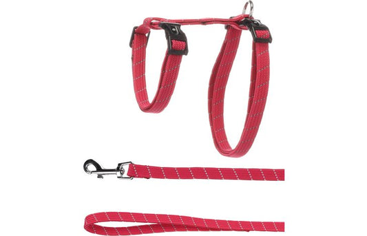 FLAMINGO CAT HARNESS WITH LEASH LARGE CATS ELZA CORAL RED 22-32CM 35-56CM 120CM 12MM