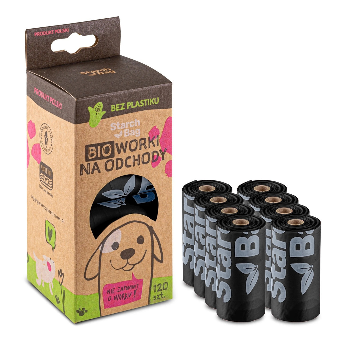 STARCHBAG OŚMIOPAK BIOWORKI NA ODCHODY 8X15SZT CZARNE