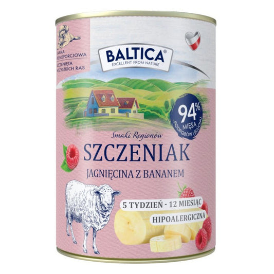 BALTICA SMAKI REGIONÓW JUNIOR MOKRA KARMA PIES JAGNIĘCINA Z BANANEM 400G