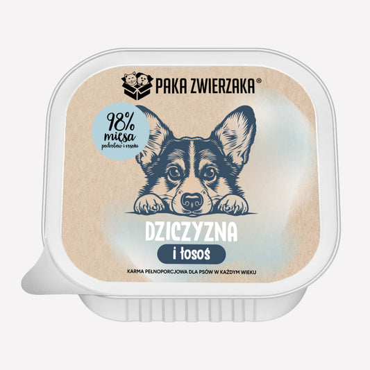 PAKA ZWIERZAKA MOKRA KARMA DLA PSA TACKA DZICZYZNA I ŁOSOŚ 150G