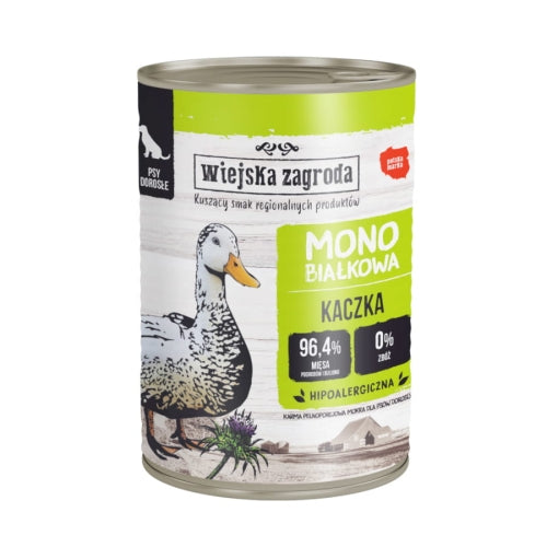 WIEJSKA ZAGRODA MONO MOKRA KARMA DLA PSA KACZKA 400G