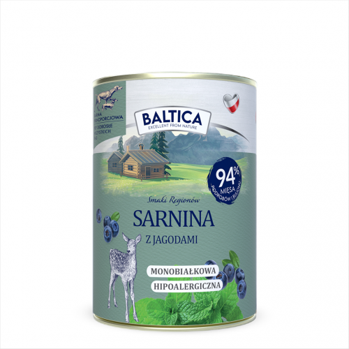 BALTICA SMAKI REGIONÓW MOKRA KARMA DLA PSA SARNINA Z JAGODAMI 400G