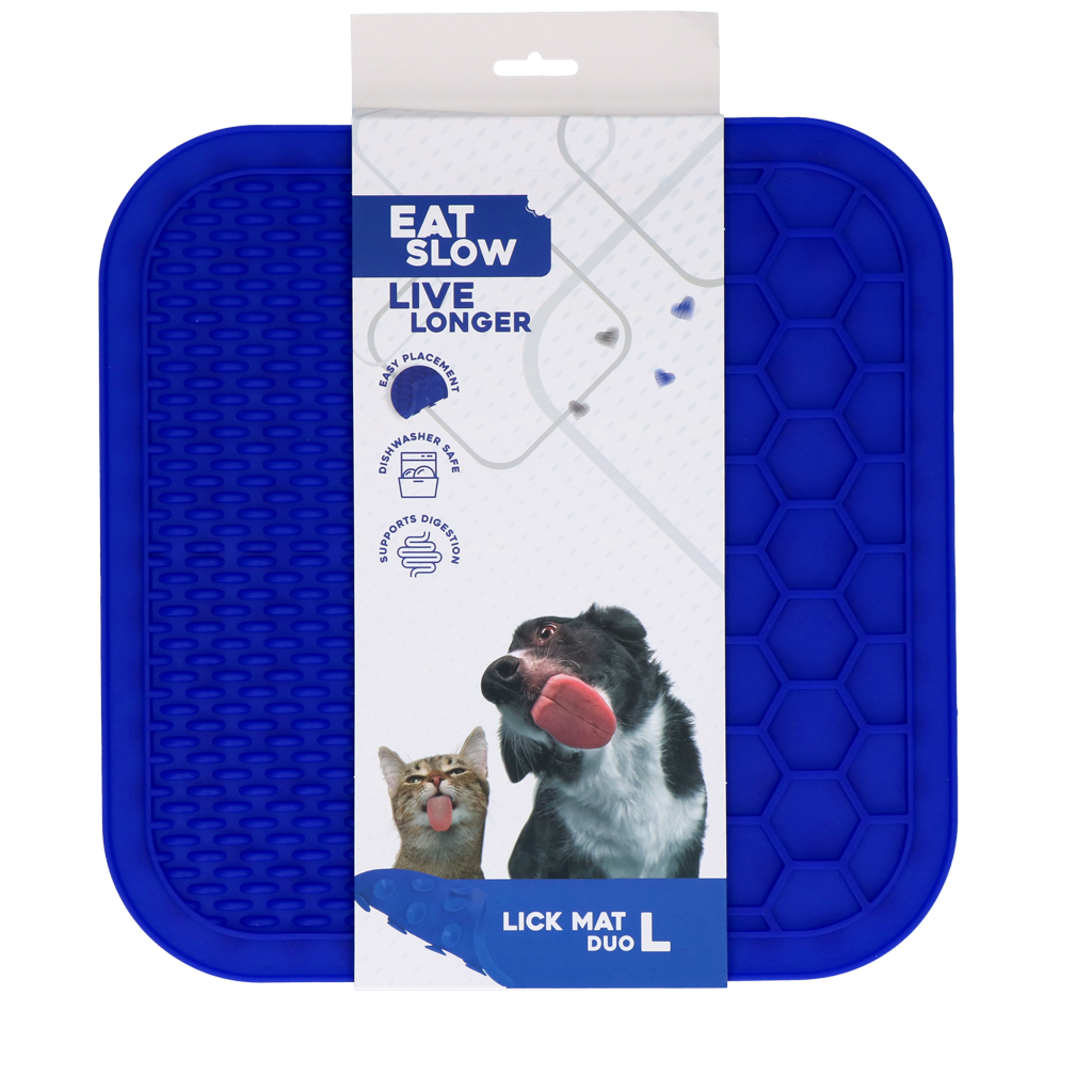 EAT SLOW LIVE LONGER LICK MAT DUO L BLUE