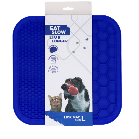 EAT SLOW LIVE LONGER LICK MAT DUO L BLUE
