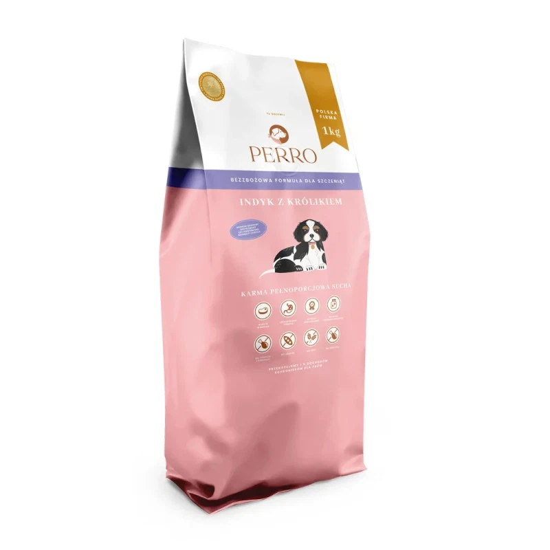 PERRO JUNIOR SUCHA KARMA DLA PSA INDYK Z KRÓLIKIEM 1KG
