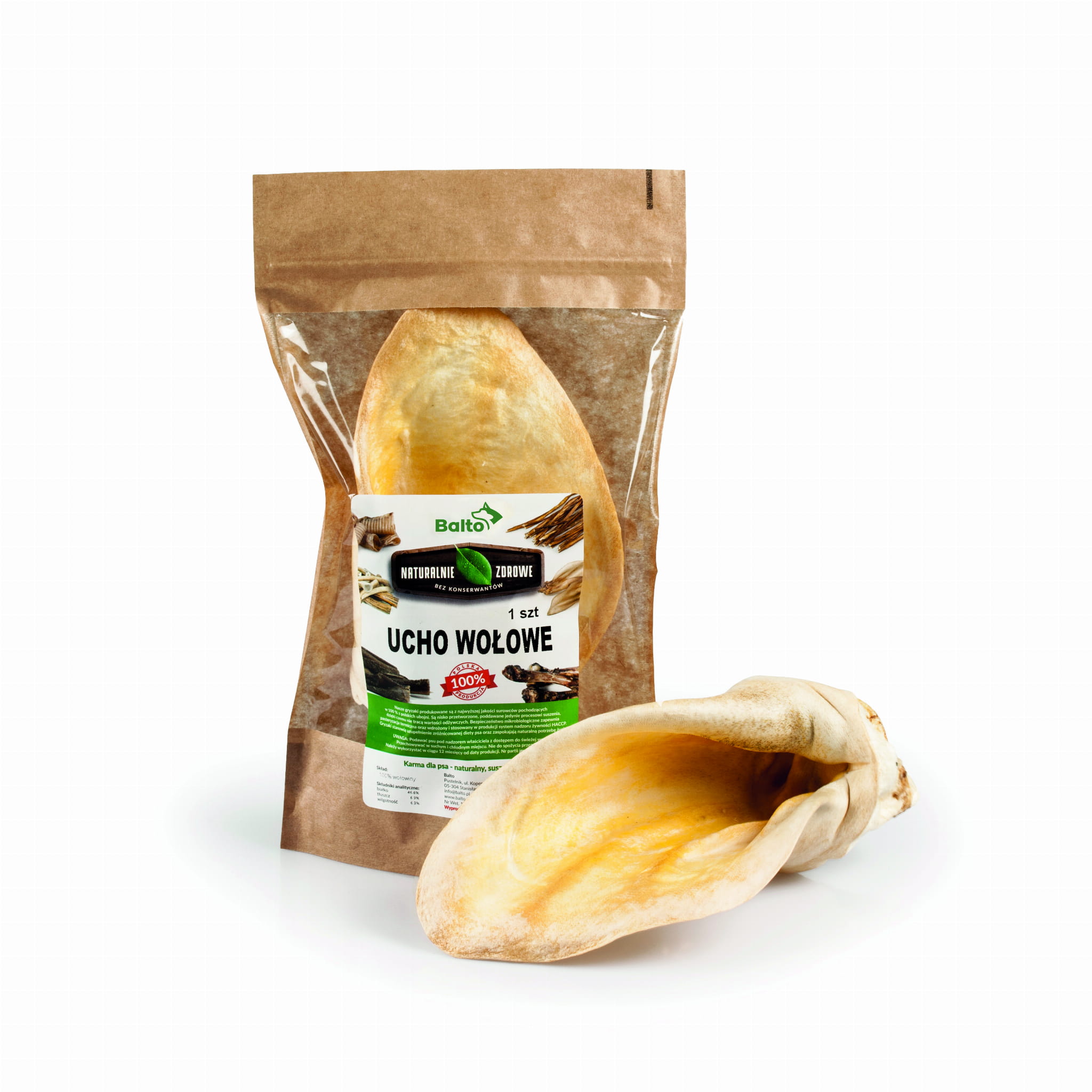 BALTO GRYZAK DLA PSA UCHO WOŁOWE MIODOWE 1SZT