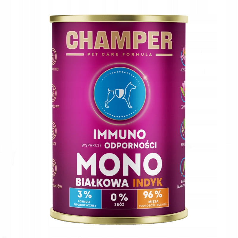 CHAMPER MOKRA KARMA DLA PSA IMMUNO MONOBIAŁKOWA INDYK 400G