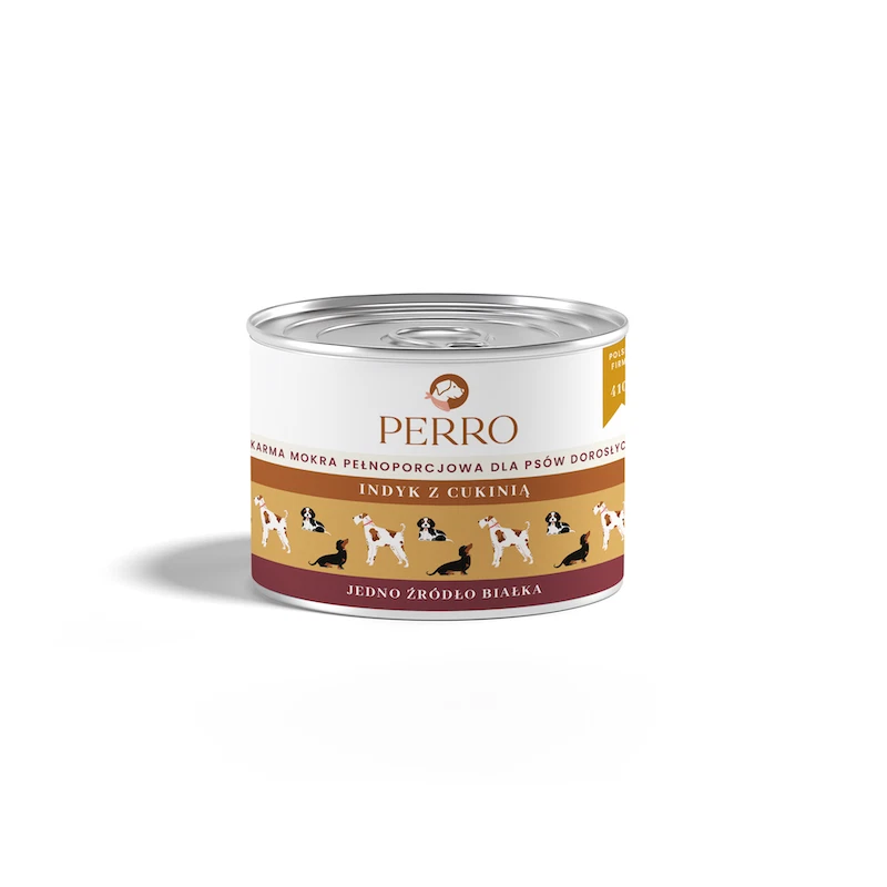 PERRO MOKRA KARMA DLA PSA INDYK Z CUKINIĄ 410G