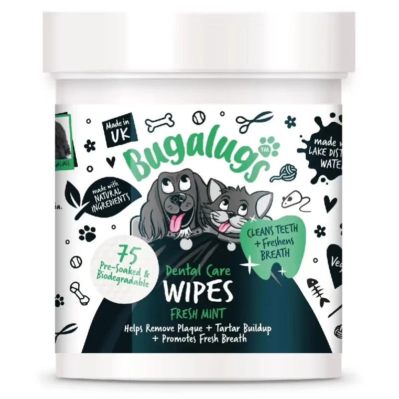 BUGALUGS DENTAL CARE WIPES 75SZT - CHUSTECZKI DO ZĘBÓW DLA PSA I KOTA