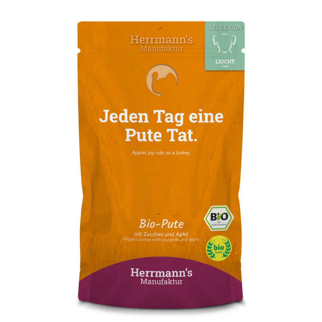 HERRMANN'S MANUFAKTUR MOKRA KARMA DLA PSA SELECTION LIGHT DOG BIO PUTE - INDYK Z CUKINIĄ 150G