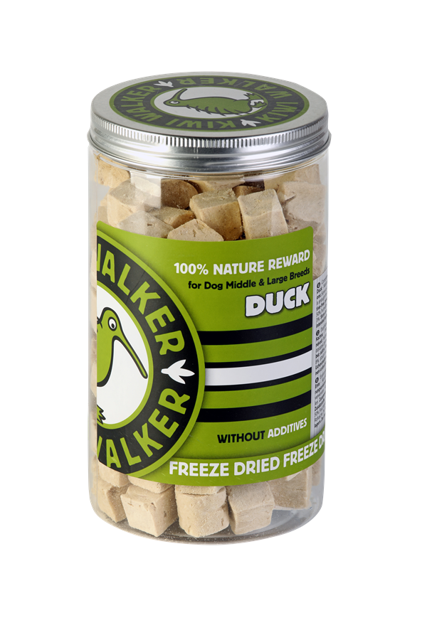 KIWI WALKER 100% KACZKA LIOFILIZOWANE SMACZKI DLA DUŻYCH PSÓW 115G
