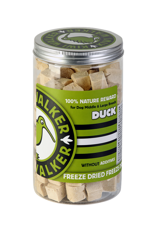 KIWI WALKER 100% KACZKA LIOFILIZOWANE SMACZKI DLA DUŻYCH PSÓW 115G