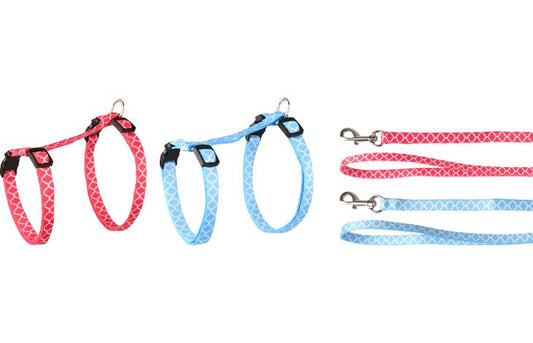 FLAMINGO CAT HARNESS WITH LEASH KITTEN AMSI MULTIPLE COLOURS 15-25CM 20-35CM 100CM 10MM