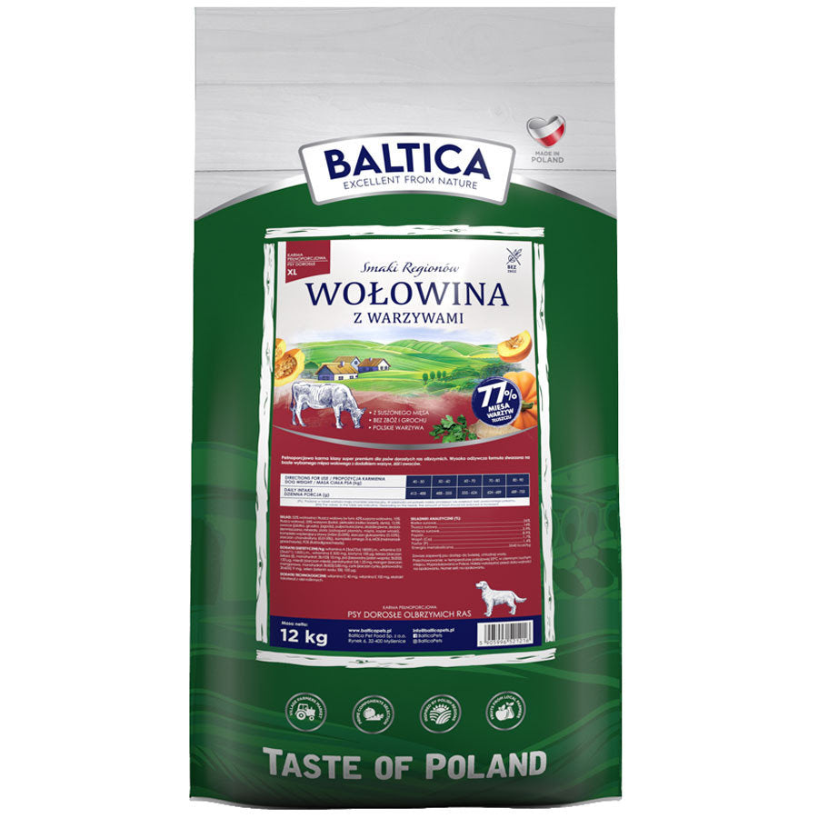 BALTICA SMAKI REGIONÓW SUCHA KARMA DLA PSA WOŁOWINA Z WARZYWAMI XL 12KG
