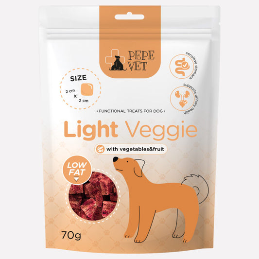PAKA ZWIERZAKA PEPE VET PRZYSMAKI DLA PSA LIGHT VEGGIE 70G