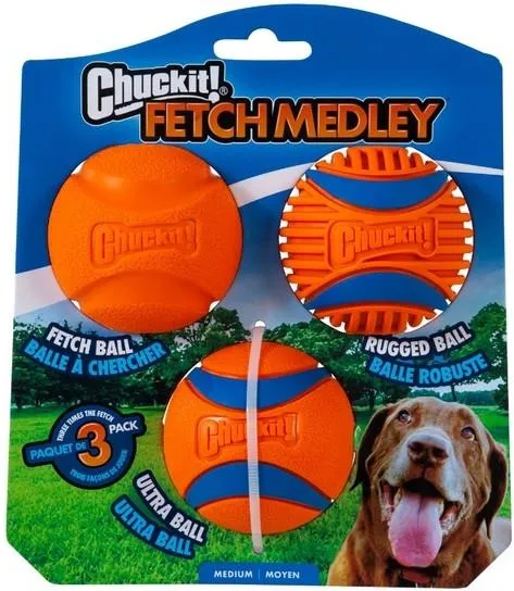 CHUCKIT FETCH MEDLEY GEN3 - ZESTAW 3 PIŁEK DO APORTOWANIA 6,5 CM