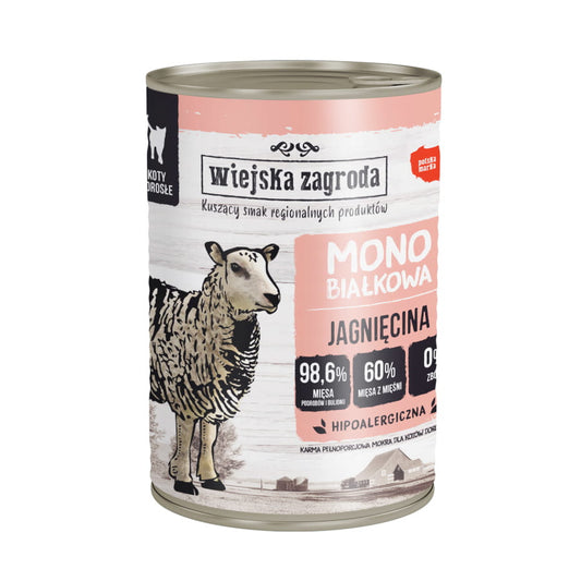WIEJSKA ZAGRODA MONO MOKRA KARMA DLA KOTA JAGNIĘCINA 400G