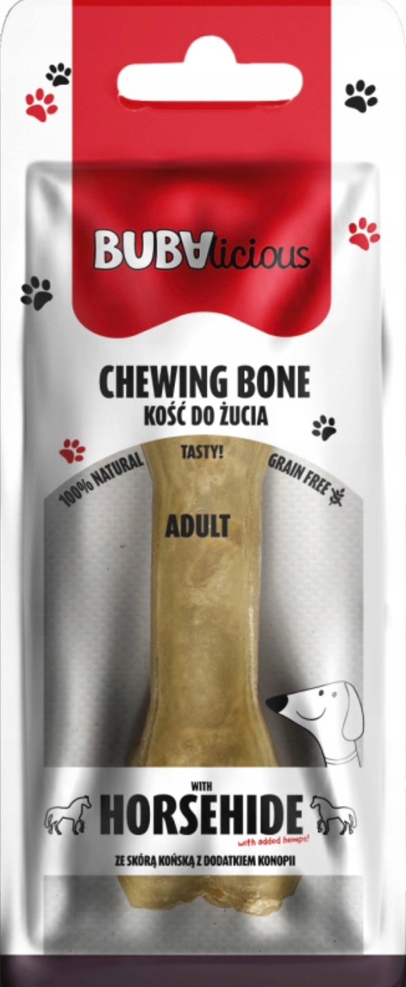 BUBALICIOUS KOŚĆ SKÓRA KOŃSKA Z KONOPIAMI 17CM