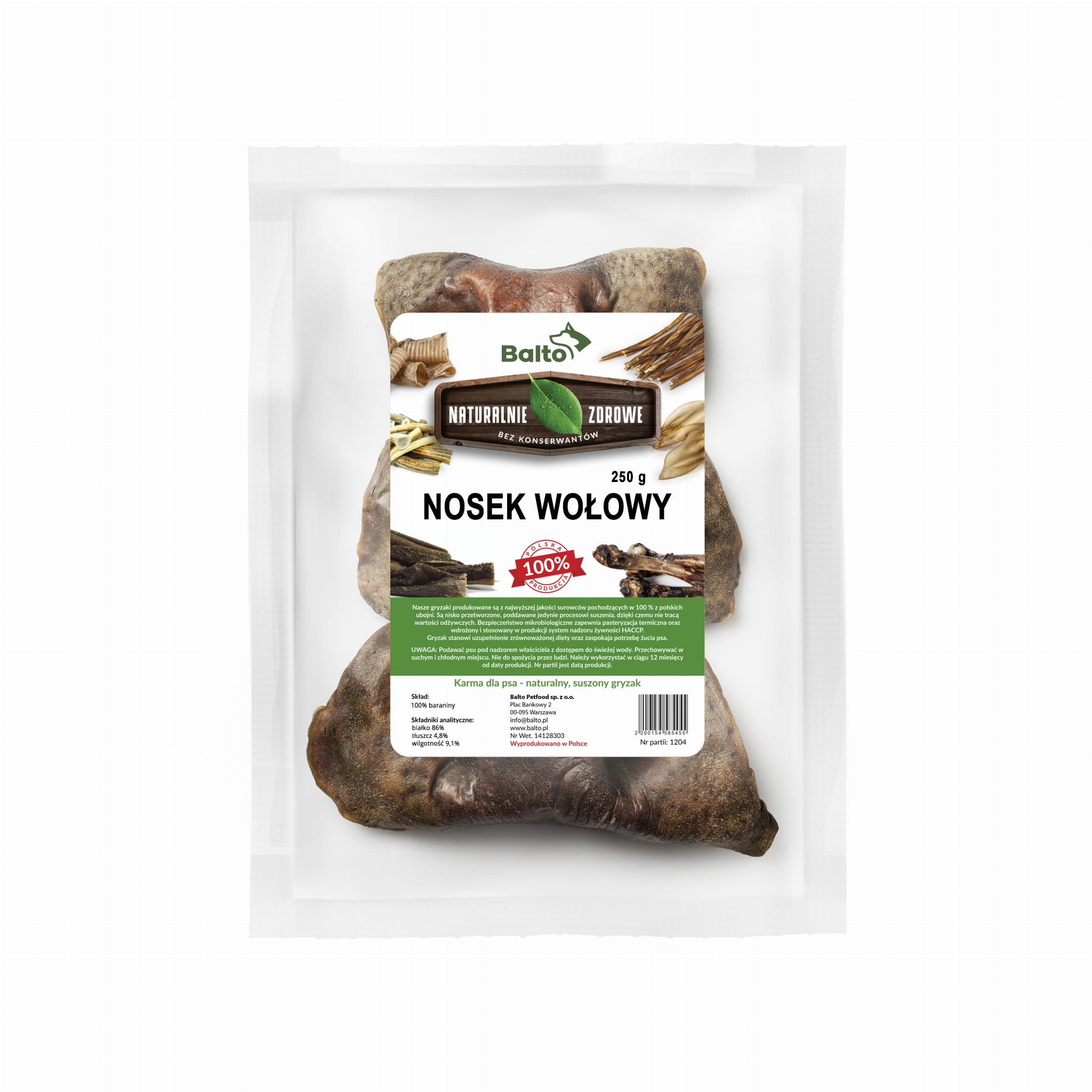 BALTO GRYZAK DLA PSA NOSEK WOŁOWY 250G