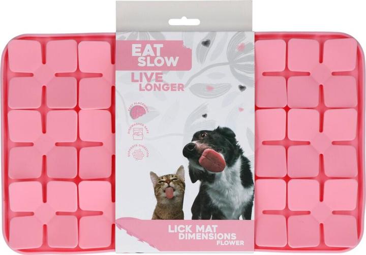 EAT SLOW LIVE LONGER LICK MAT DIMENSIONS FLOWER PINK
