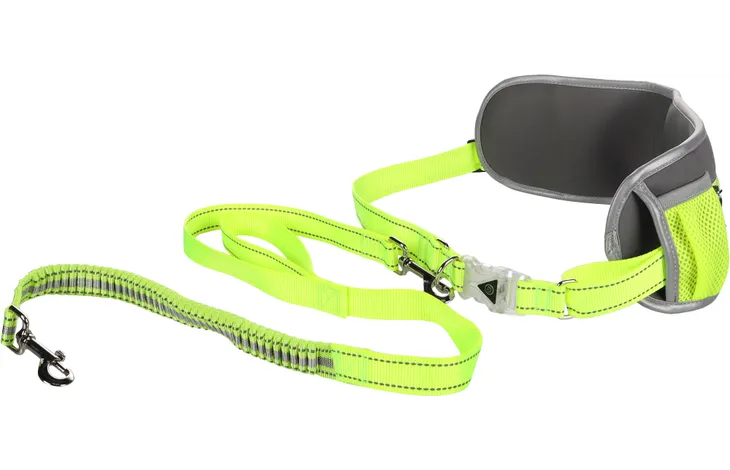 FLAMINGO JOGGING LEASH WITH WAIST BELT STOFFEL FLUO YELLOW 118CM 80-140CM