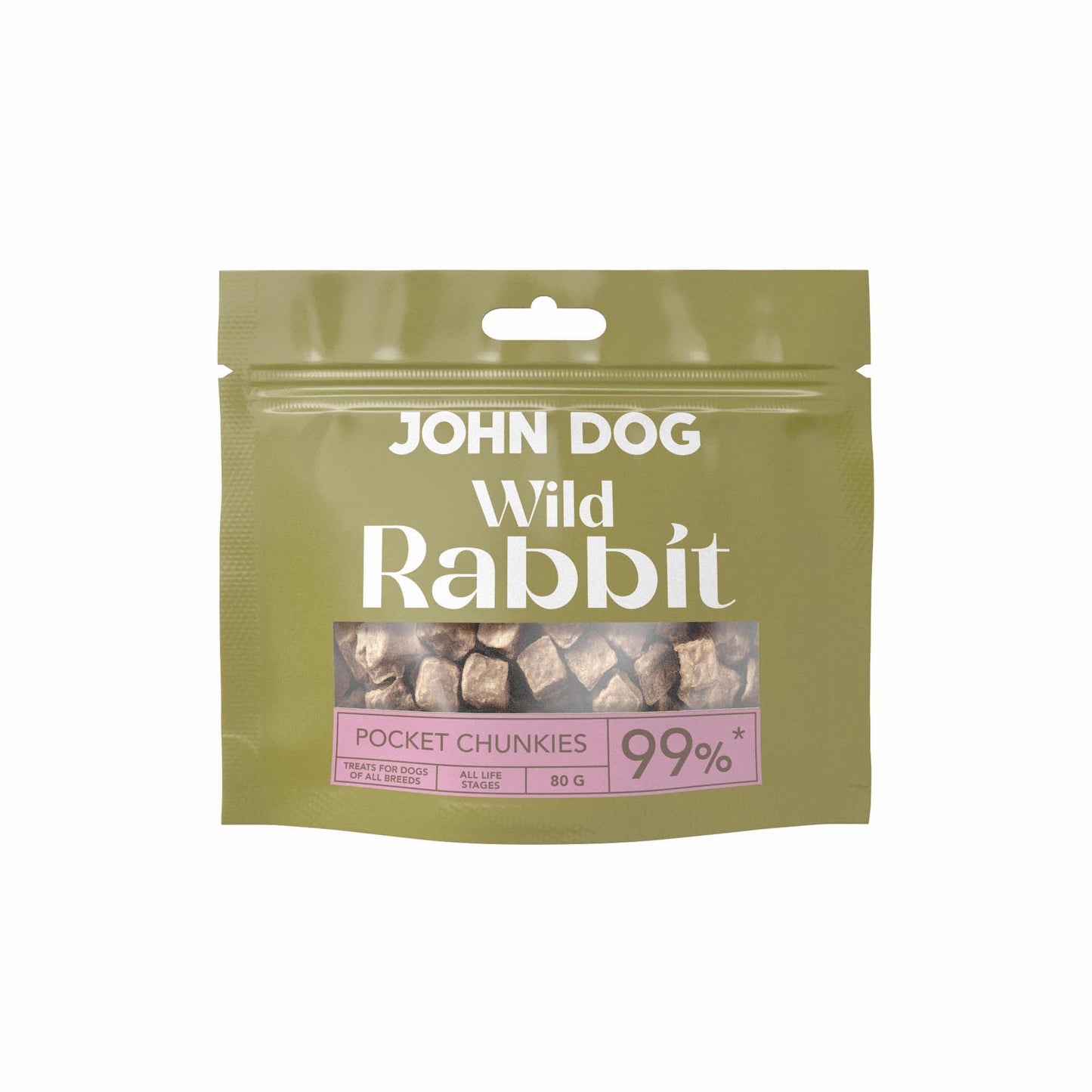 JOHN DOG PRZYSMAKI DLA PSA CHUNKIES WILD POCKET Z KRÓLIKA 80G